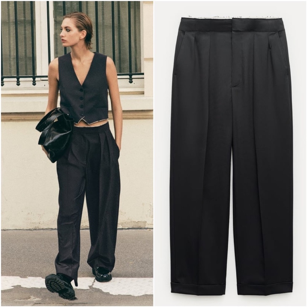 ZARA PLEATED MINIMALIST PANTS ZW COLLECTION